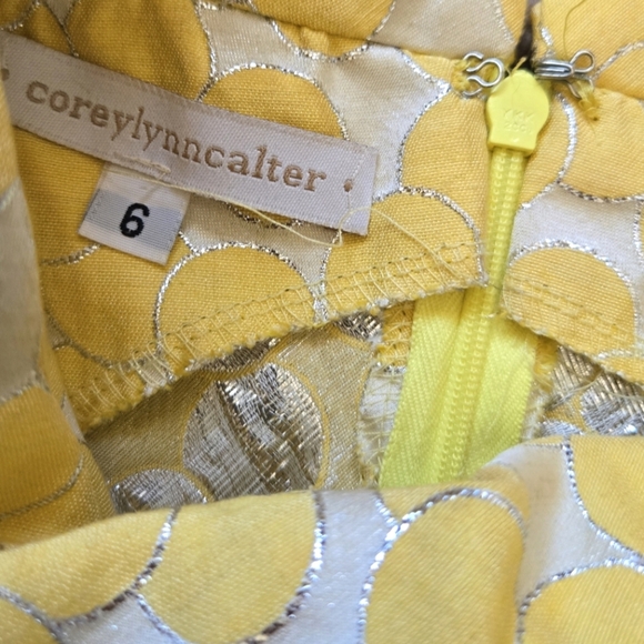 Corey Lynn Calter Suzi Rolled Collar Yellow Swing Dress Size 6 - Picture 8 of 14